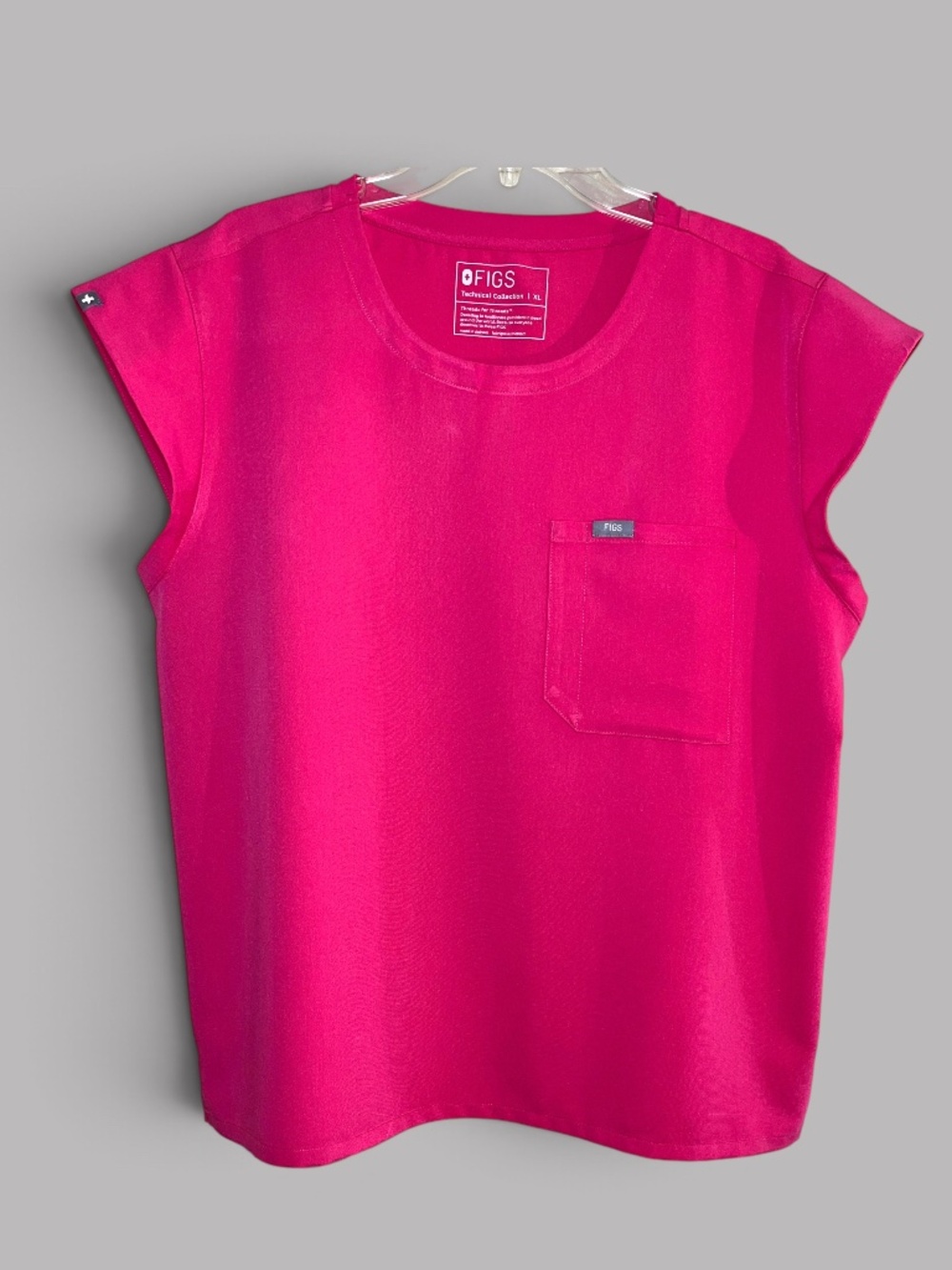 Figs Shocking Pink (#6075) Lucia Scrub Top (Hot Pink Match) XL